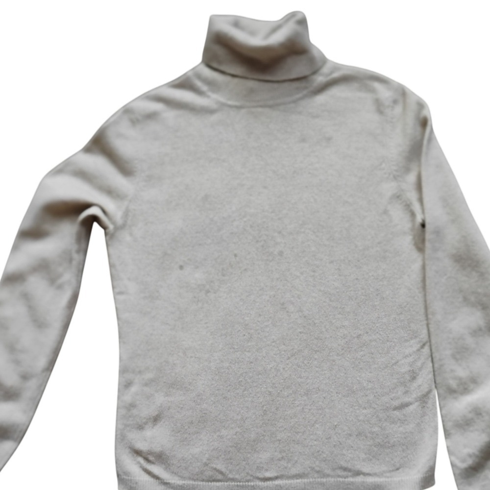 NEW COND. Valerie Stevens  Turtleneck  2 ply 100%Cashmere  Sweater Neutral Beige